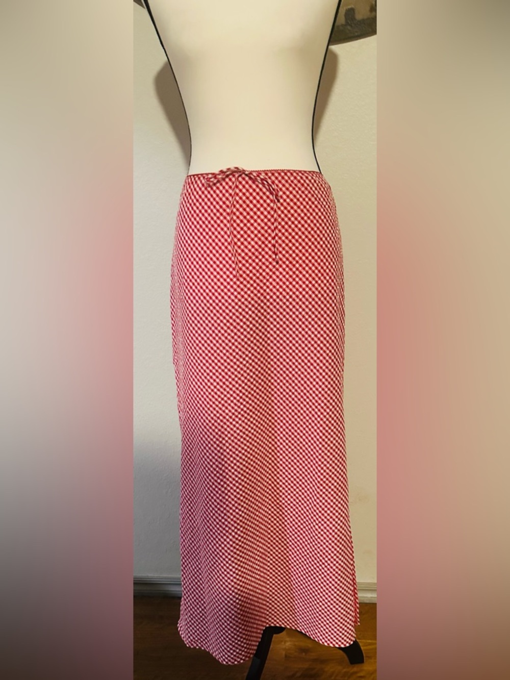 Red Gingham Maxi Skirt - Women